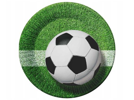 Talerzyki pap. Piłka nożna, 18 cm, 6 szt.