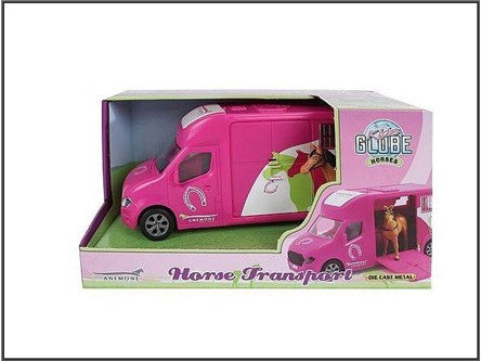 AUTO DO PRZEWOZU KONI RÓŻ DŹWIĘK ŚWIATŁO 20CM