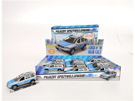 *AUTO metal x 12, policja Volvo, 14 cm, św/dźw.dis
