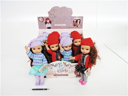 AST. LALKA x 12, lalka w czapce, 36 cm,    displ