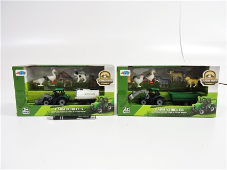 AST. TRAKTOR z przyczepą 18cm 5-zwierzątek, 2 wz.