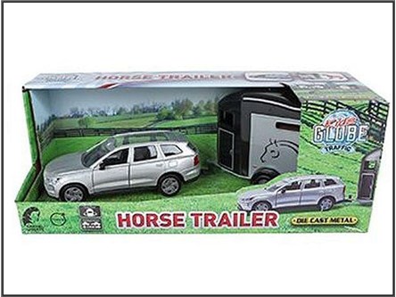 *AUTO metal. Volvo EX 90 z przyczepą do koni 28 cm
