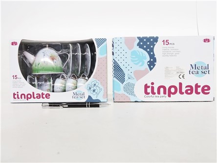 Zestaw do herbaty metalowy 15 el. rower na łące