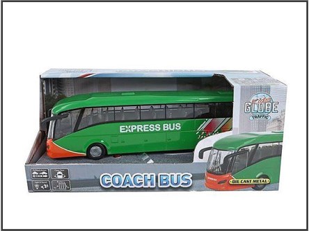 *AUTOBUS 18,5CM zielony, metal, św. dź. napęd