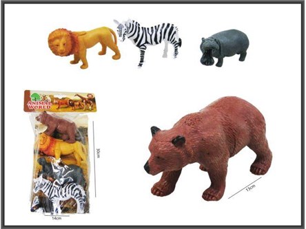 ZWIERZĘTA DZIKIE, 4 szt., 12-14 cm,   worek