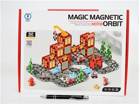 Klocki magnetyczne straż pożarna z ulicami 92 e...