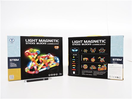 *KLOCKI magnet. 76 el,  świecące, LED,       kart.