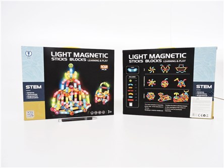 *KLOCKI magnet, 102 el, swiecące,  LED  kart.