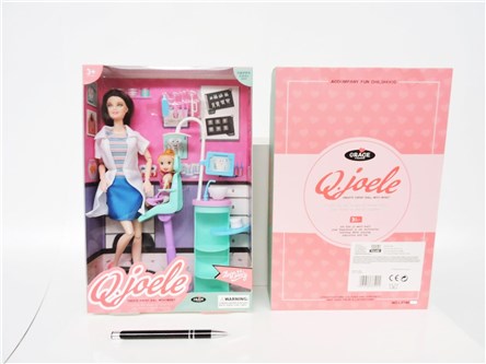 *LALKA 29 cm, zest dentysta, akces.  kart.