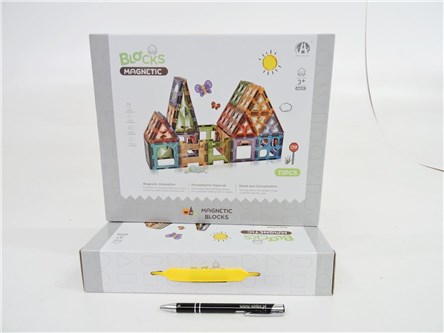 KLOCKI MAGNETYCZNE 72 el., świecące, 30x6x25 cm