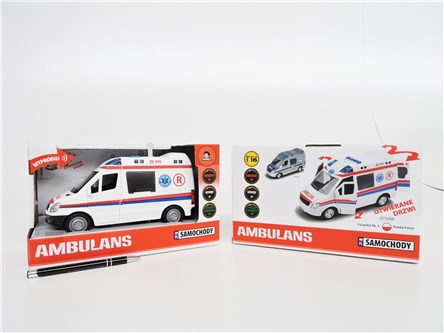 *AUTO plast., AMBULANS,22 cm,św/dźw., napęd, kart.