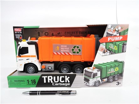 AUTO ŚMIECIARKA, 1:16, św/dź., 32,5x13x17,5 cm