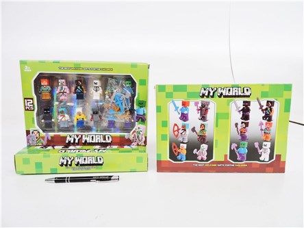 FIGURKI MINECRAFT, 12 el., 26x18,5x4 cm