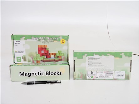 KLOCKI MINECRAFT, magnetyczne, 64 el., 22x11x6 cm