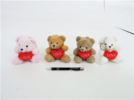 AST. BRELOK x 12 pluszowy miś z sercem, 4 wz.