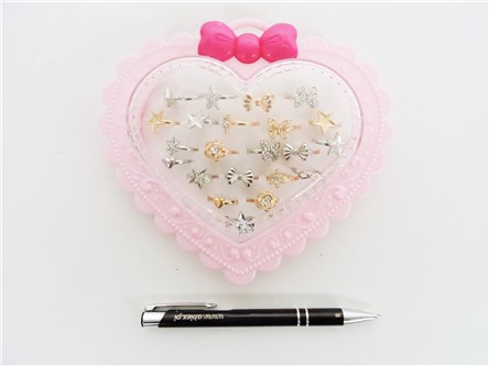 Pierścionek x 24, serduszko , złote, srebrne