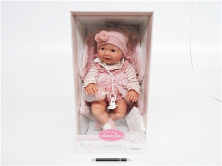 Hiszpańska lalka bobas Antonio 42 cm, róż. ubrank
