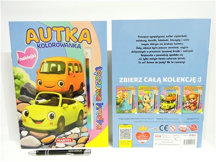 KSIĄŻ. Tęczowa kredka. Autka, z naklej.
