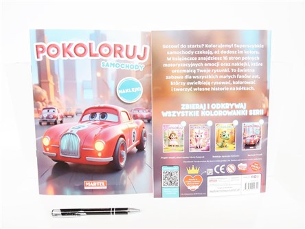 KSIĄŻ. Pokoloruj Samochody z naklejkami