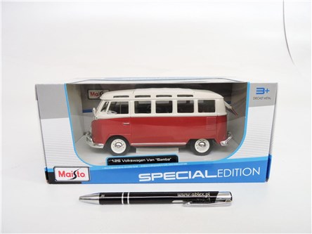 *MAISTO AUTO metal., VOLKSWAGEN van samba, czer.