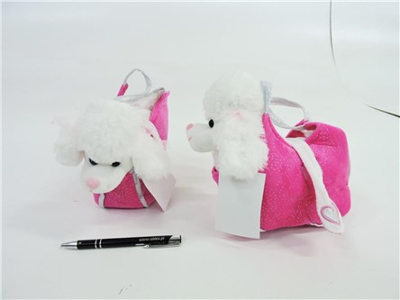 PLUSZ PIES pudel w róż. torebce, 20x20x 9,5 cm