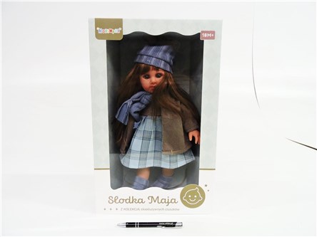 LALKA SŁODKA MAJA, szary szalik, 27x10,7x43 cm