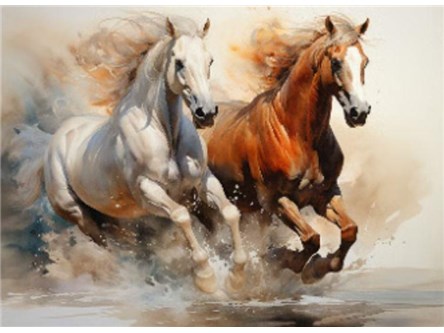 MOZAIKA d. DIAMENTOWA, 40x30 cm, Konie białe