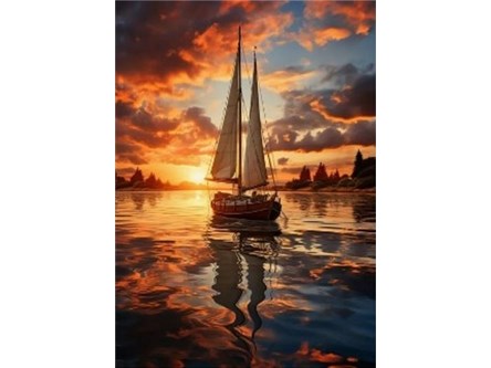 *MALOWANIE po nr. 40x50 cm, Żaglówka i zachód