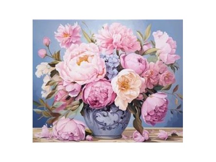 MOZAIKA d. DIAMENTOWA, 40x30 cm, Kwiaty Piwonie