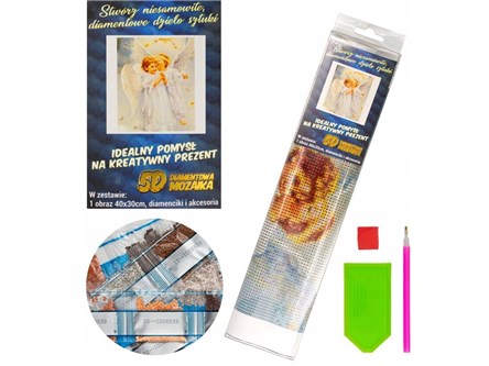 *MOZAIKA DIAMENTOWA 5D, 40x30 cm, Dwa Aniołki