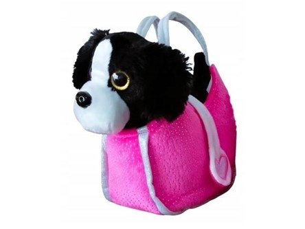 PLUSZ PIES BORDER COLLIE czarny w torebce różowej