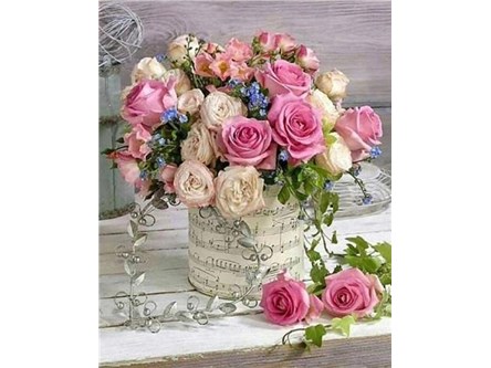 MOZAIKA d. DIAMENTOWA 5D 40x30, bukiet pastelowy