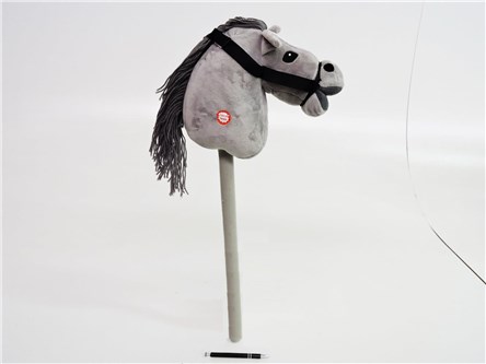 *GŁOWA KONIA na kiju,dźw.,72 cm,szary,długa