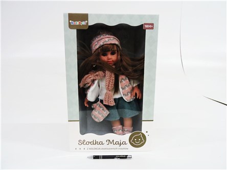 LALKA SŁODKA MAJA, kamizelka, róż., 27x10,7x43 cm