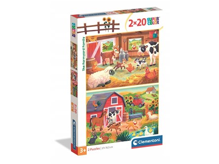 CLEM. PUZZLE 2 x 20 EL SUPER KOLOR The Farmyard Fa