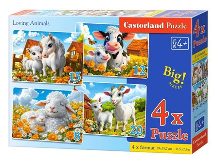 *CAS. PUZZLE 4w1 Kochające zwierzęta