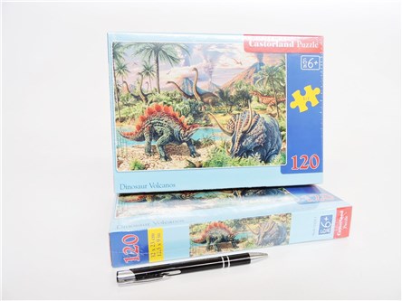*CAS. PUZZLE 120 el. Dinozaury z wulkanem