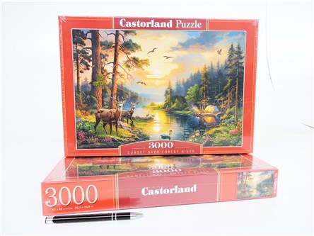 *CAS. PUZZLE 3000 el. Zachód słońca nad rzeką w le