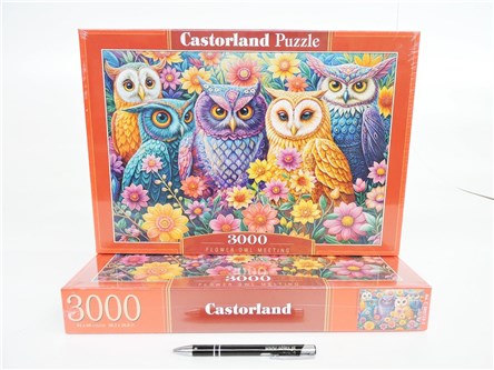 *CAS. PUZZLE 3000 el., Sowy z kwiatami
