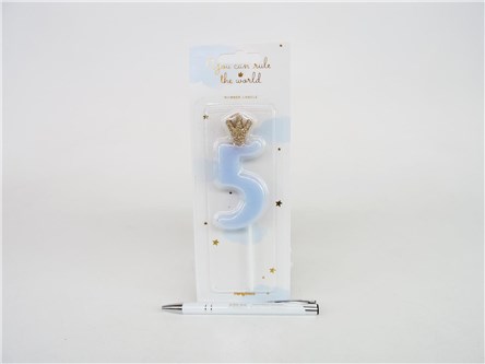 ŚWIECZKA urodzinowa CYFRA 5 niebieski 9,5 cm