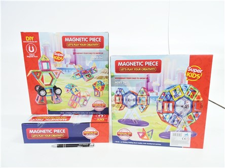 KLOCKI magnetyczne, 73 el., 28x29x7 cm, kształty