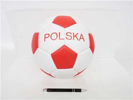 PIŁKA NOŻNA roz. 5, biało-czerwona w łatki, POLSKA