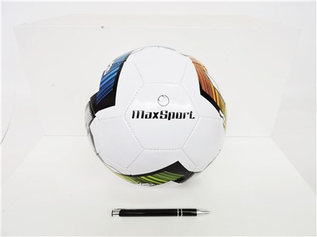 *PIŁKA NOŻNA MAXSPORT, roz. 5, biała, nieb-ziel-po