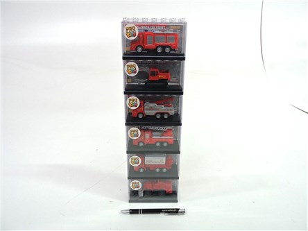 Autko w klocku 1:64 straż poż., 11x7x4,5 cm, 6 pak