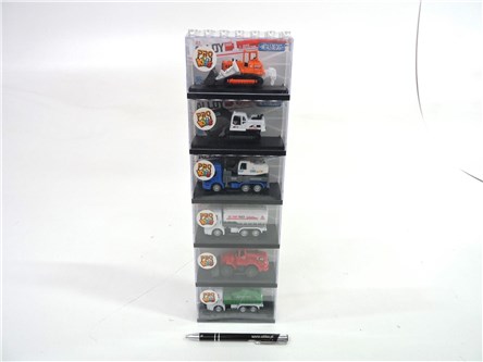 AUTO w klocku 1:64 miejskie, 11x7x4,5 cm, 6 pak