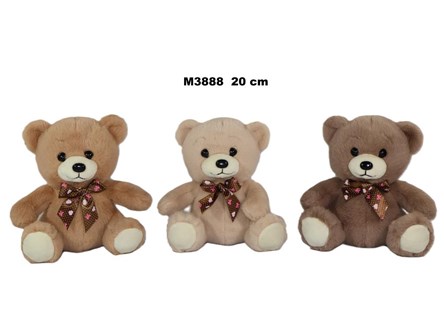 PLUSZ MIŚ 3 kol 20 cm brązowa kokarda w kokardki
