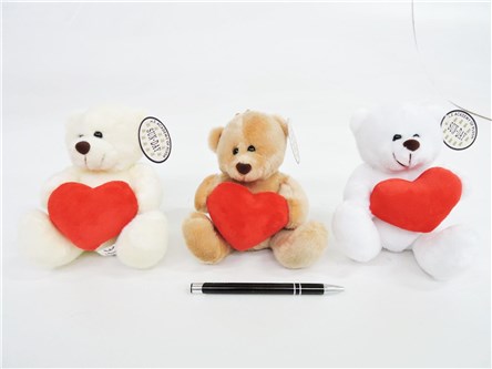 AST. PLUSZ miś, 15 cm, Z SERCEM, 3 kol.