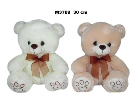 PLUSZ MIŚ 2 kol 28 cm brązowa kokarda