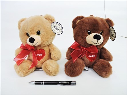 AST. PLUSZ MIŚ 20 cm, z kokard., 2 kol.