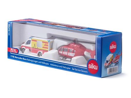 *SIKU AUTO Mercedes-Benz Ambulans + helikopter rat